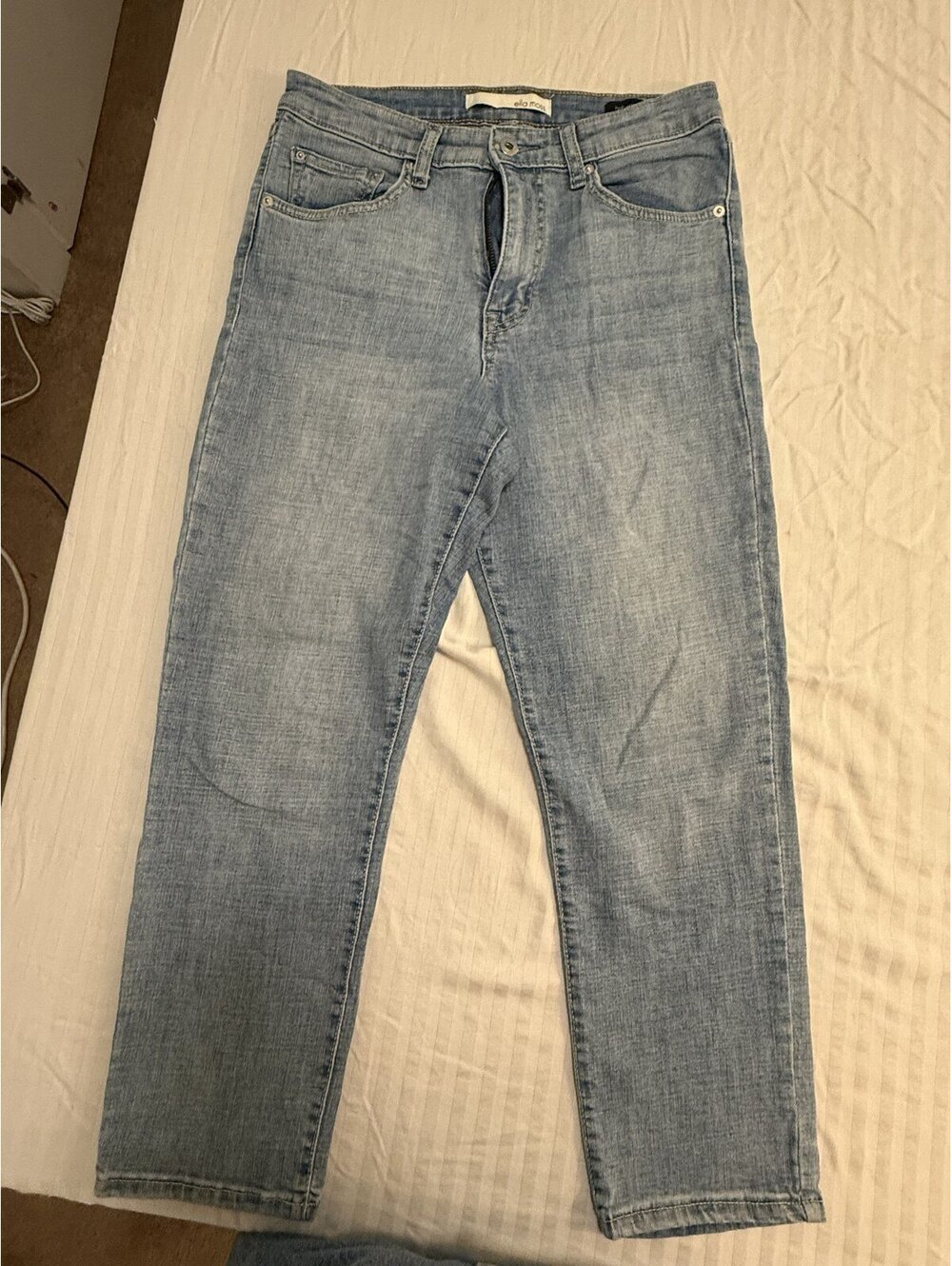 Ella Moss High Waist Straight Jeans Women's 4 / 27 Light Wash Cropped Denim